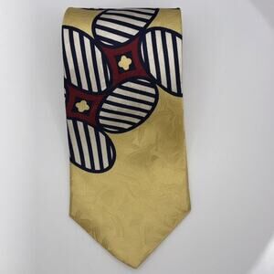 Vintage John Henry 100% Italian Silk Tie Fun Yellow 3.5”